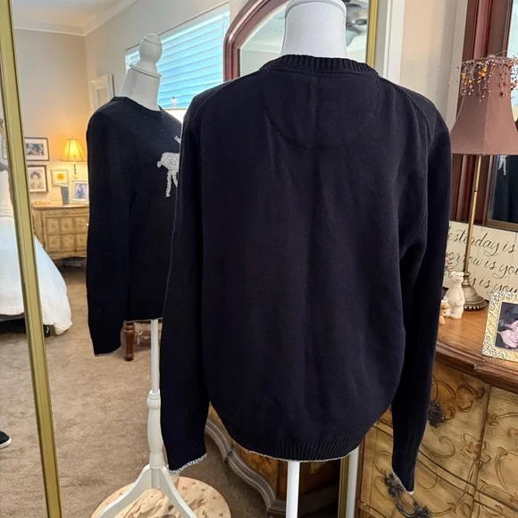 Men's Weatherproof Vintage Black Sweater with Grey Moose - Picture 3 of 7